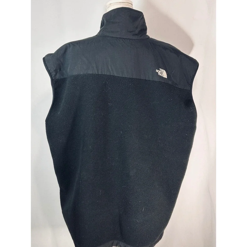 The North Face Denali Fleece Vest‎ Mens Black Full Zip Jacket Nylon Overlay
